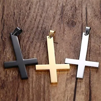 Gold Upside Down Cross Silver Choker Necklaces Metal Cross • £4.42