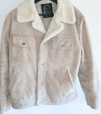 The Rancher Genuine Suede Leather Mens Size 40 Sherpa Lined Jacket • $74.98