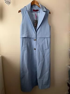 Boohoo Jacket Size 10 New Blue Sleeveless Longline Waistcoat Formal Stylish City • £12