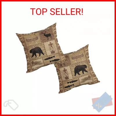 FJWMZ Rustic Bear Throw Pillow Cover 2 Pcs Western Animal Moose Deer Pillows Cas • $19.75