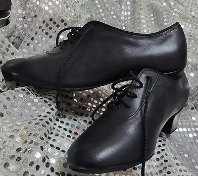 1209A Black  Leather Men's Latin Dance ShoesSizes: US 9.5w(UK 8.5w) 1.5”heel • $78