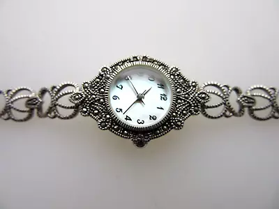 Elegant Vintage Gems 925 Silver & Marcasite Ladies Wrist Watch In Working Order • £34.95