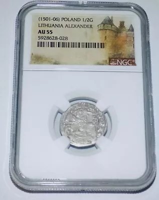 1501-06 POLAND LITHUANIA ALEXANDER 1/2G GROSSUS AU55 NCG AU 55 Medieval Era Coin • $109.95