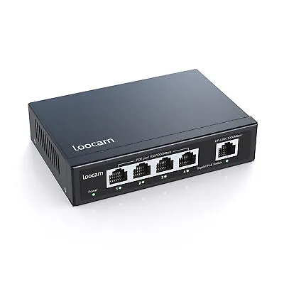 Loocam Gigabit PoE Switch 4 Port 65W Unmanaged Ethernet Switch Plug And Play • $39.99