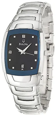 Bulova 96D20 Diamond Accent Blue Dial Stainless Steel Men's Watch • $199