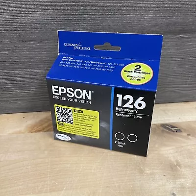 Genuine Epson 126 Black Printer Ink 2 Cartridges T126120-D2 EXP 09/2026 • $27.95