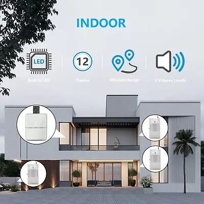 Wireless Driveway Alarm Motion Sensor Home Security Alarm System Doorbell Indoor • $12.21