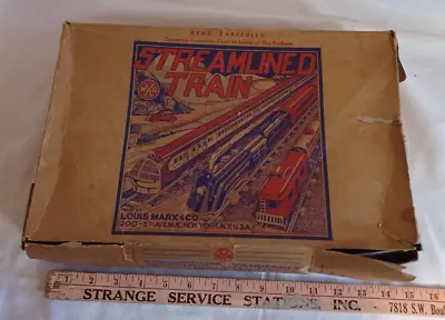 Marx Streamlined Train Set Engine Caboose 3 Railcars 8 Tracks + Key • $62