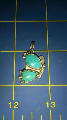 Vintage Handmade Sterling Silver And Turquoise Pendant Southwestern • $59