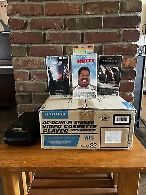 AC-DC/HI-FI Stereo Video Cassette Player With Remote In Box With Four VHS Movies • $160