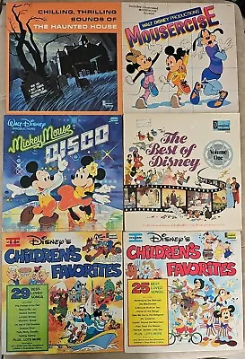 7 DISNEY LP RECORD LOT Chilling Thrilling Sounds Haunted House MICKEY Mousercise • $39.99