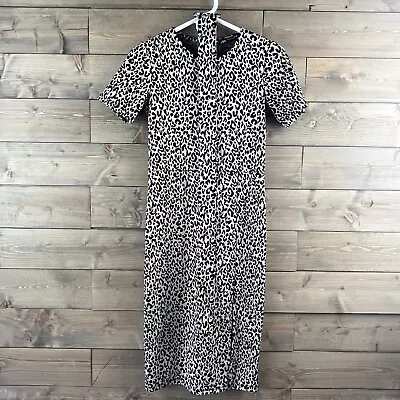 Zara Womens Dress Short Sleeve Leopard Belted Waist Black Tan Size Small • $14.99