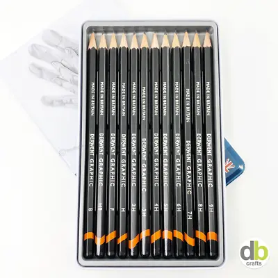 £18.99 • Buy Derwent Hard Graphic B-9H Drawing Sketching Set 12 Pencils Metal Tin - 34213