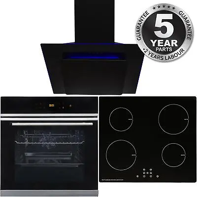 Black Touch Control 10 Function Single Fan Oven Induction Hob & Angled Hood • £635.99