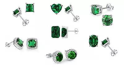 925 Sterling Silver Emerald Crystal Stud Earrings Collection Made With Swarovski • $9.99