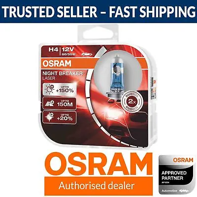 OSRAM Night Breaker Laser +150% H4 / 9003 Car Headlight Bulbs (Twin) • $21.49