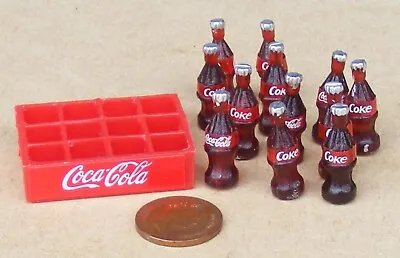 12 Loose Coke Bottles In A Plastic Crate Tumdee 1:12 Scale Dolls House Coca Cola • £3