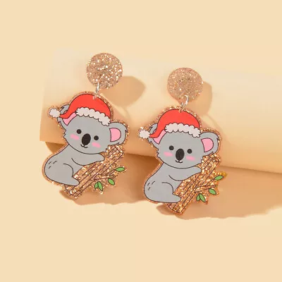 $1.99 • Buy Christmas Gift Series Jewelry Shiny Acrylic Koala Chunky Party Fesvital Earrings