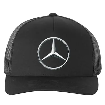 Mercedes-Benz Logo Printed Emblem Yupoong Hat Five Panel Black Retro Trucker Cap • $22.99