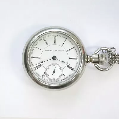 1900’s 18-20s Gents 57MM Diamond State Express Lever Set 21J Swiss Pocket Watch • $1.25