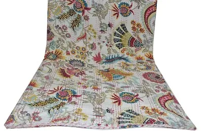Indian Handmade Kantha Vintage Quilt Queen Gudari Throw Cotton Bedspread Blanket • $58.79