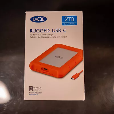 LaCie Rugged 2 TBExternal USB-C (STFR2000800) Hard Drive OPEN BOX NEW • $48