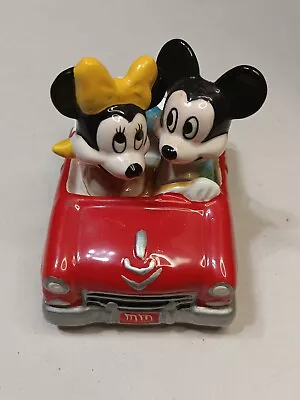 Mickey & Minnie Mouse In Ceramic Red Car Figurine Walt Disney Company . • $20