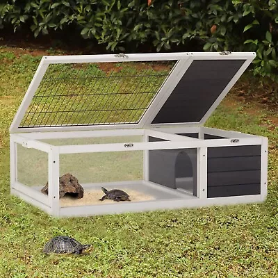 Wooden Tortoise Habitat Indoor & Outdoor Large Transparent Tortoise Enclosure • $69.99