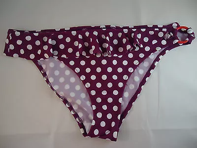 PreOwned  Marie Meili Purple & White Polka Dot Frill Bikini Btms Sz L Juniors   • £1.52
