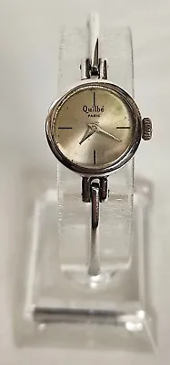 Vintage Ladies Quilbe Bangle Watch-17 Jewels-925 Silver Bangle & Caseback-Repair • £29.99