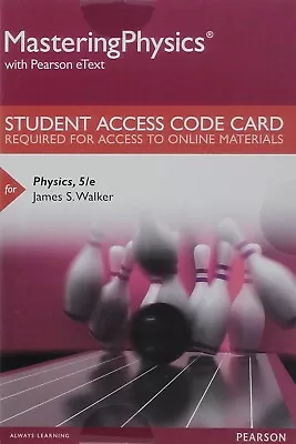 MasteringPhysics Pearson EText Access Code Physics 5th Walker - FAST Delivery • $88.99