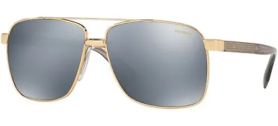 $249.95 • Buy POLARIZED NEW Genuine VERSACE Gold Grey Mirror Square Sunglasses VE 2174 1002Z3