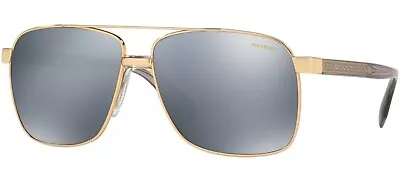 $249.95 • Buy POLARIZED NEW Genuine VERSACE Gold Grey Mirror Square Sunglasses VE 2174 1002Z3