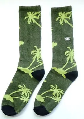 Vans Tropical Palms Crew Socks Mens Green Cotton Blend New NWT Multiple Sizes • $9.99