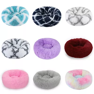 Super Fluffy Donut Pet Dog Cat Plush Bed Warm Soft Calming Bed Sleeping Nest • $9.04