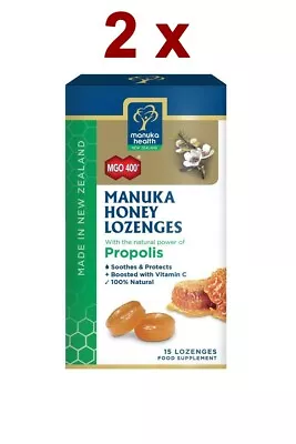 2 X Manuka Health Manuka Honey MGO 400+ & Propolis 15 Lozenges -  100% NATURAL  • $24.90