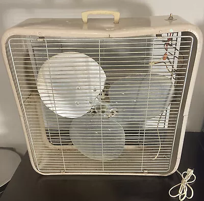 Vintage Monarch Aire Beige 2-Speed Box Fan By Veco--All Metal-Union Made USA • $99.99