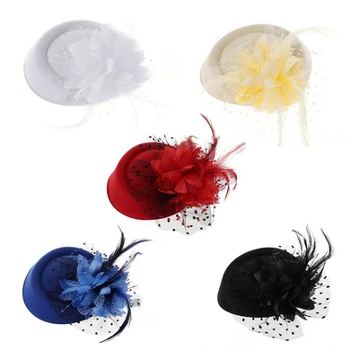 £4.85 • Buy Women Fascinator Hat 20s 50s Feather Pillbox Cap Wedding Tea Party Mesh Veil