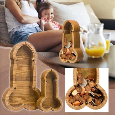 Personalized Wooden Piggy Bank Funny Cash Coin Saving Money Box Adults Gift • $26.86