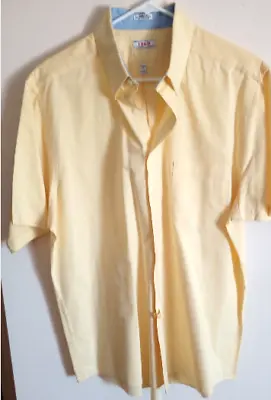 Izod Shirt Mens Large 17 Yellow Button Down WRINKLE FREE S/S Pocket Regular Fit • $8.49