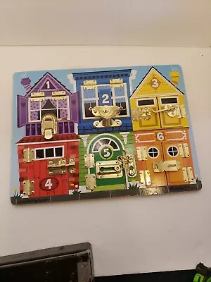 Melissa & Doug #3785 Latches Board AGES 3+  HOUSE DOOR NUMBERED WITH ANIMALS  • $12