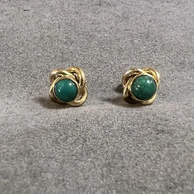 Vintage 14 Karat Yellow Gold Non-Pierced Screw Back Turquoise Earrings • $175