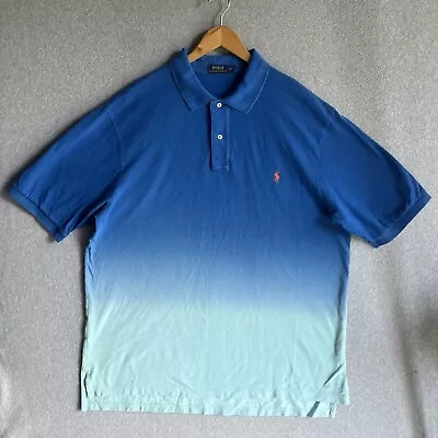 Polo Ralph Lauren Blue Aqua Ombre Faded Orange Pony Shirt 2XLT • $24.88