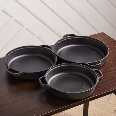 £19.95 • Buy 28/30/35cm Cast Iron Grill Fry Frying Pan Skillet Oven Cooking Griddle Non Stick