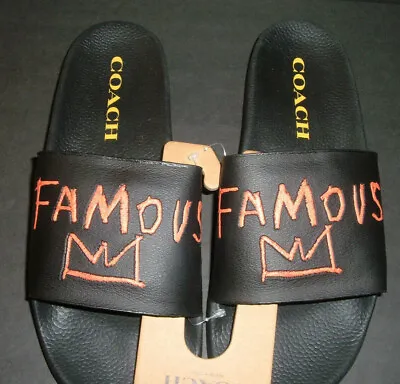 Coach X Jean-Michel Basquiat Famous Limited Edition Slides Sandals Sz 8 • $105