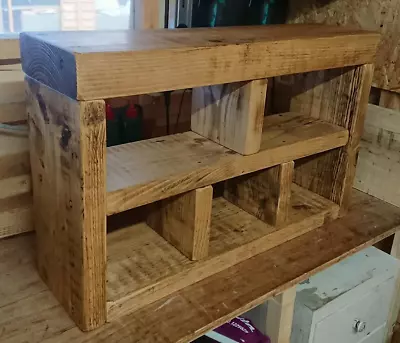 £110 • Buy Small Shoe Rack Hall Bench, Storage Seat, Handmade Solid Chunky Rustic Pine Wood