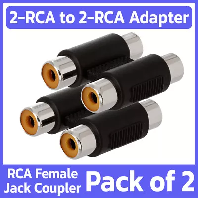 2 Pack 2 RCA To 2 RCA Female Coupler Audio Adapter 2RCA Speaker Cable Connector • $7.49