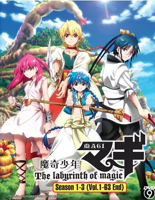 Anime DVD Magi The Labyrinth Of Magic Season 1-3 Vol.1-63 End English Subtitle • $43