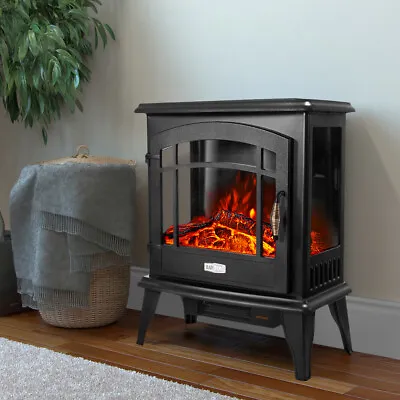 1500W Portable Vintage Electric Fireplace Space Heater Log Flame 3D Stove Heat • $85.95