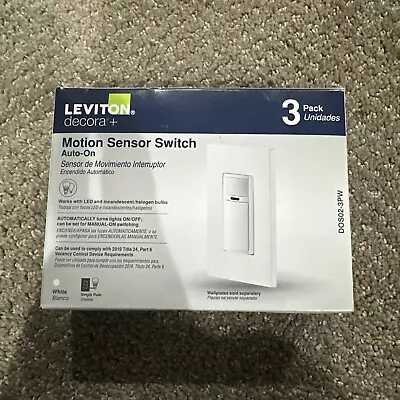 Leviton Decora + Motion Sensor Switch 3-Pack-white DOS02-3PW • $23.98